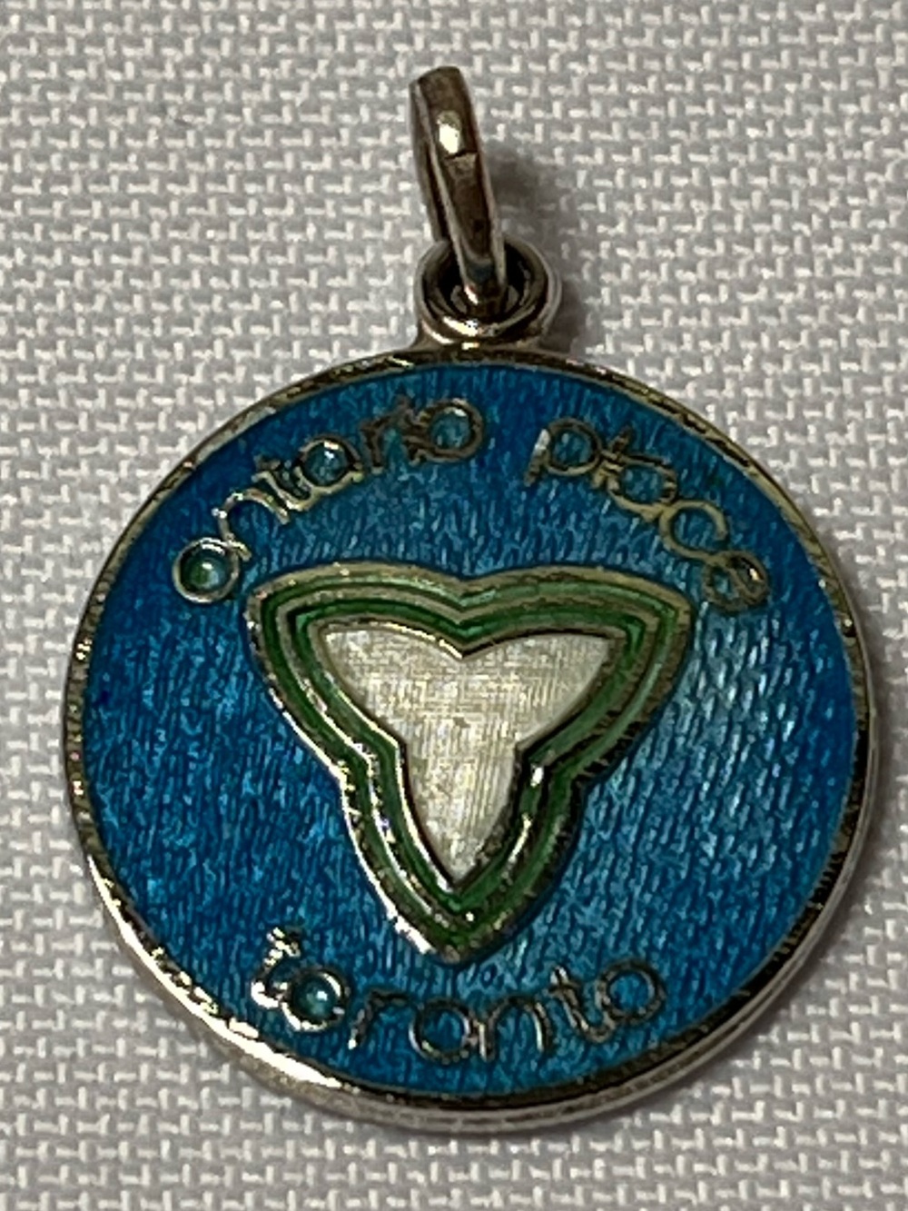 Vintage ONTARIO Enamel Round Pendant Charm
STERLING. Stamped